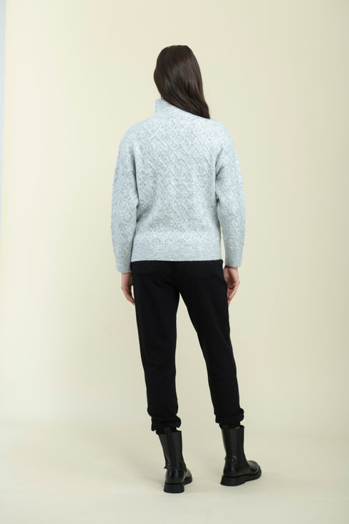 Ella-Cabled Mock Neck